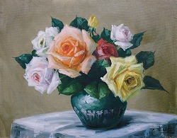 バラ（油絵）F6　斉藤隆夫（1936〜）