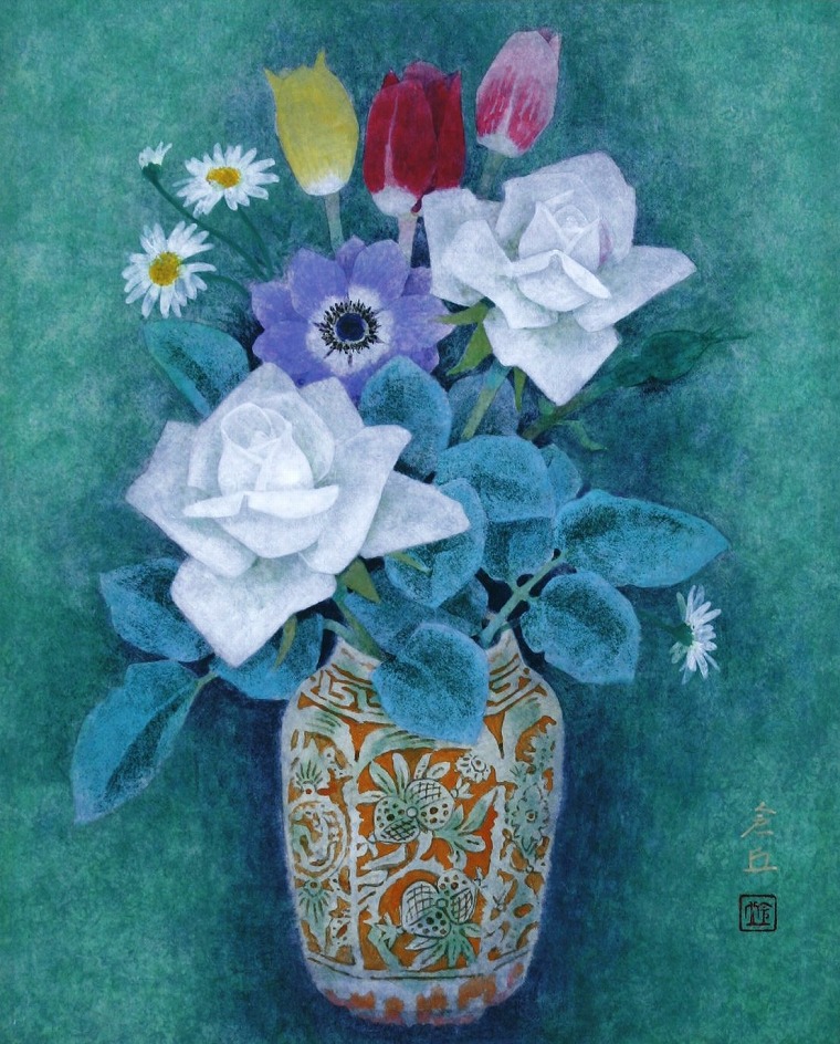 華（日本画）F10　山本倉丘（1893〜1993）