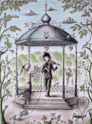 アルコープの楽師　52 x 38 cm